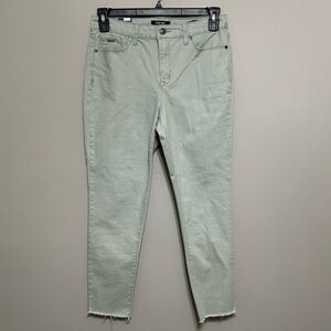 Nine West Womens Jeans 10 Light Green Ankle Skinny Frayed Hem Beach Casual Pants